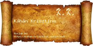 Káhán Krisztina névjegykártya